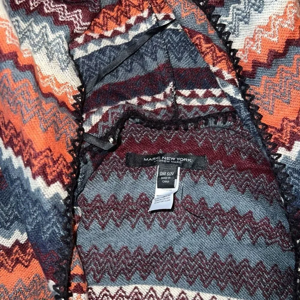MARC NEW YORK Multi Color Hooded Cape Ruana One Size - Picture 5 of 6